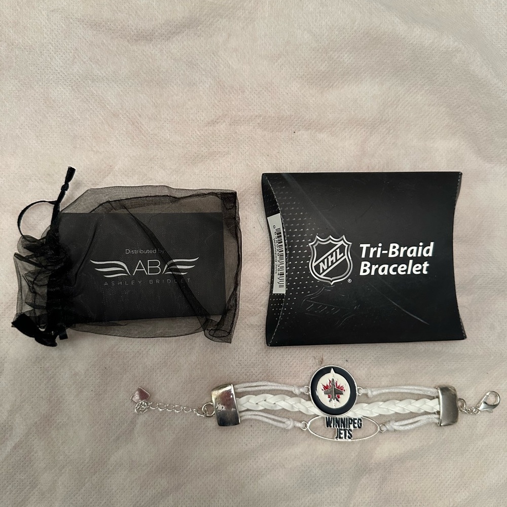 NHL Winnipeg Jets Tri-Braid Bracelet. Can be giveaways for your whiteout party.